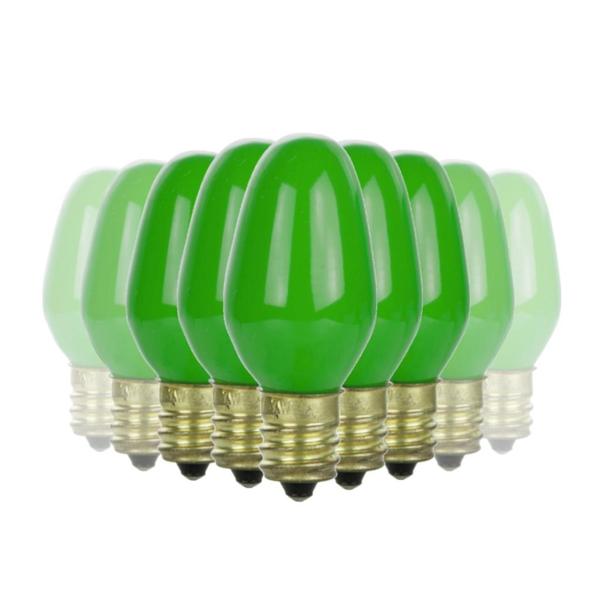 7 watt C7 Green Candelabra Screw Base Incandescent Light Bulb (12 Pack)