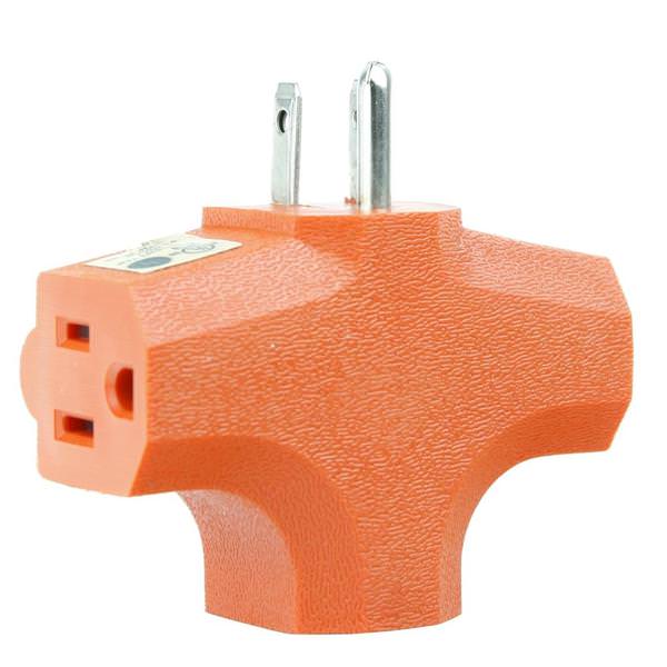 Outdoor Orange 3 Outlet Socket Adapter