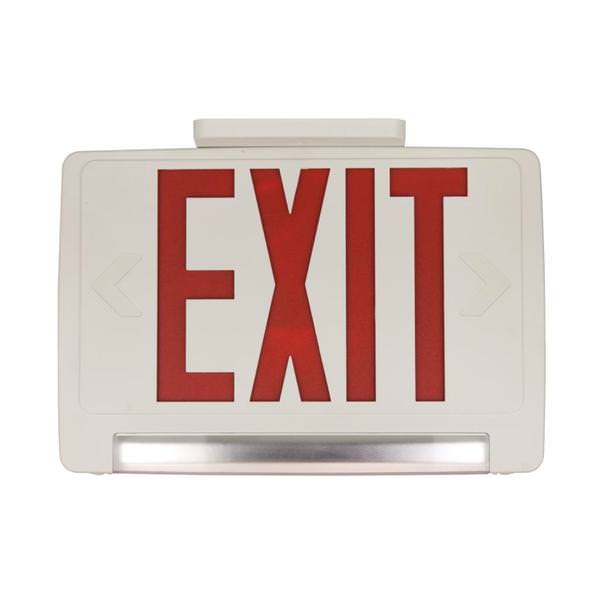 120/277 volt White Panel / Red Letters LED Exit/Emergency Combo Light