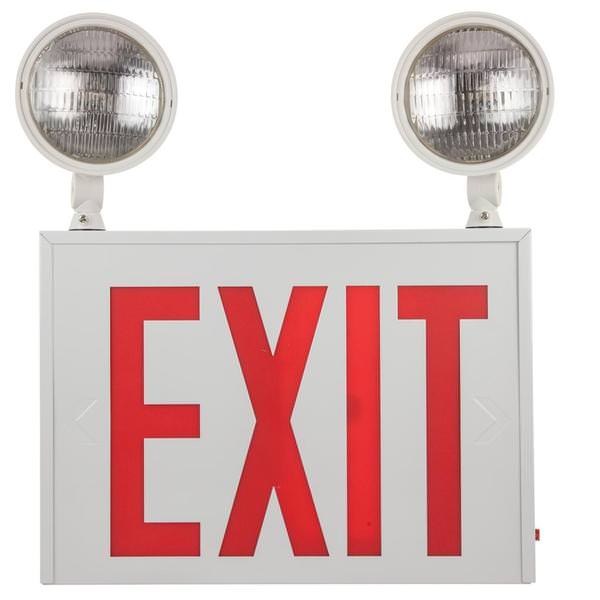 2 Light 4.5 watt 120/277 volt White Panel / Red Letters Exit/Emergency Combo Light