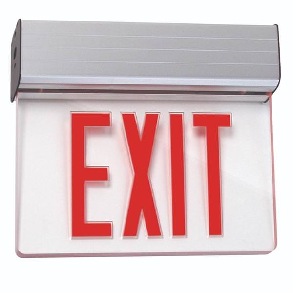 120/277 volt Clear Panel / Red Letters Edge Lit LED Exit Light Sign