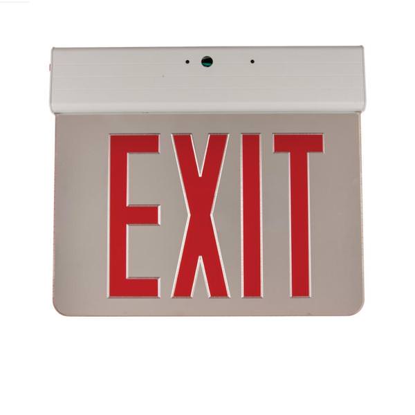 120/277 volt White Panel / Red Letters Edge Lit LED EXIT Sign