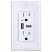 Sunlite White Duplex Outlet Receptacle with USB Ports