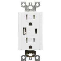 Sunlite 125 volt White Outlet Receptacle with USB Port 