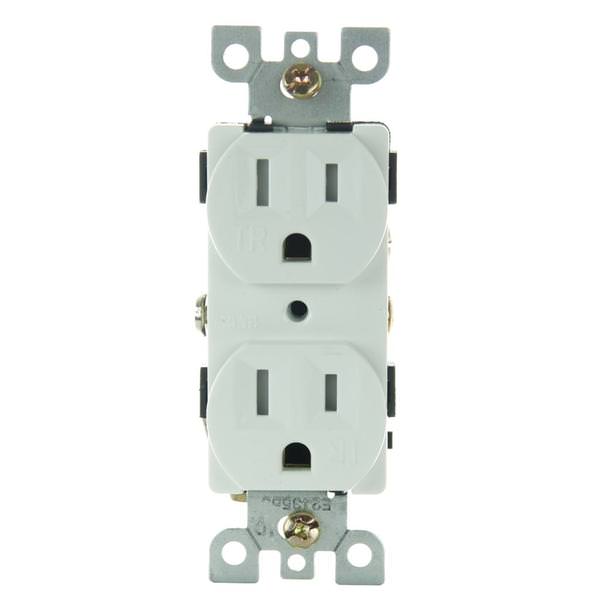 Tamper Resistant White Duplex Outlet Receptacle