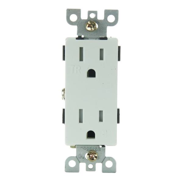 White Tamper Resistant Decorative Duplex Outlet