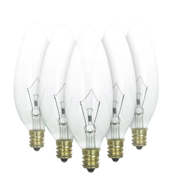 25 watt 120 volt B10 Candelabra Screw Base 2600K Warm White Incandescent Light Bulb (12 Pack)