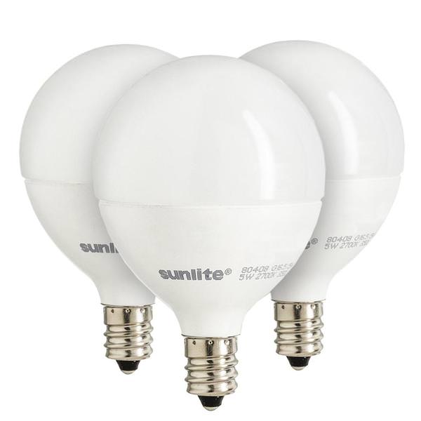 5 watt 120 volt G16.5 Candelabra Screw Base 2700K Warm White LED Light Bulb (3 Pack)