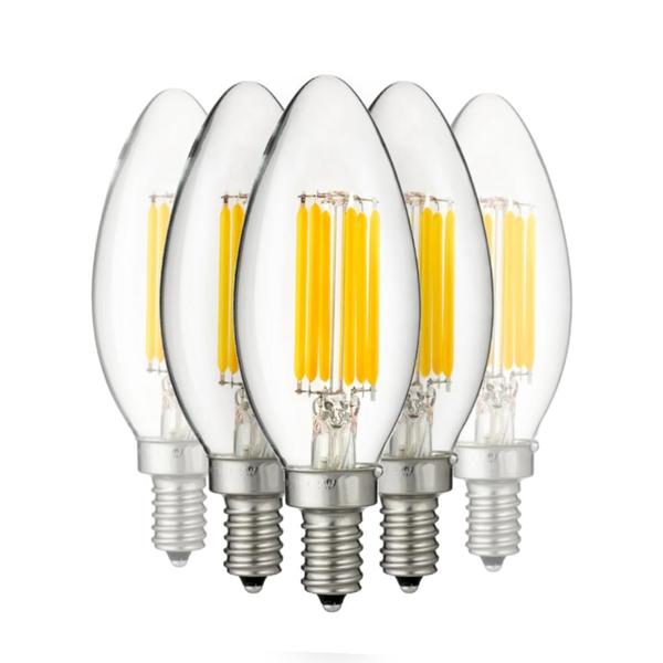 5 watt 220-277 volt B11 Candelabra Screw Base 2700K Warm White LED Light Bulb (6 Pack)