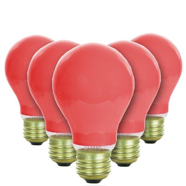 60 watt 120 volt A19 Medium Screw Base Red Incandescent Bulb (6 Pack)