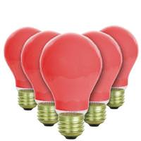 Sunlite 60 watt 120 volt A19 Medium Screw Base Red Incandescent Bulb (6 Pack)