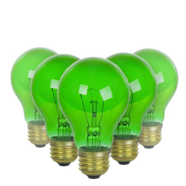25 watt 120 volt A19 Medium Screw Base Green Incandescent Light Bulb (6 Pack)