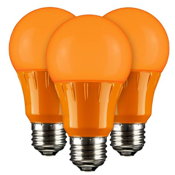 3 watt 120 volt  A19 Medium Screw Base Orange LED Light Bulb (3 pack)