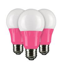Sunlite 3 watt 120 volt A19 Medium Screw Base Pink LED Light bulb (3 Pack)