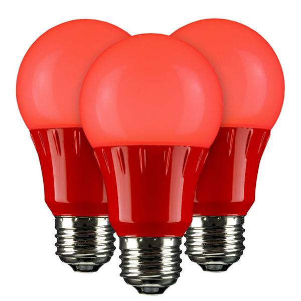 3 watt 120 volt  A19 Medium Screw Base Red LED Light Bulb (3 pack)