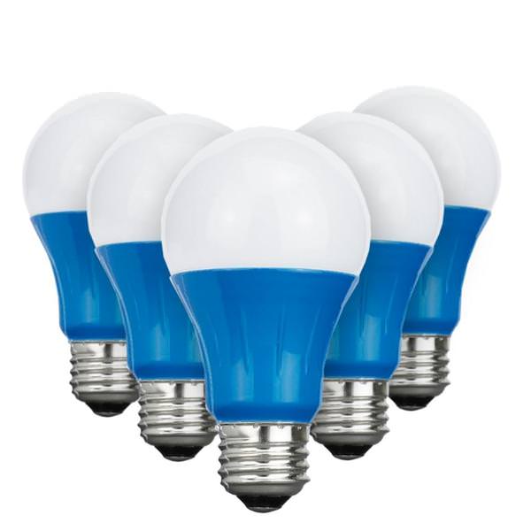 3 watt 120 volt A19 Medium Screw Base Blue LED Light bulb (6 Pack)