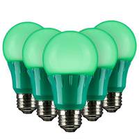 Sunlite 3 watt 120 volt A19 Medium Screw Base Green LED Light bulb (6 Pack)
