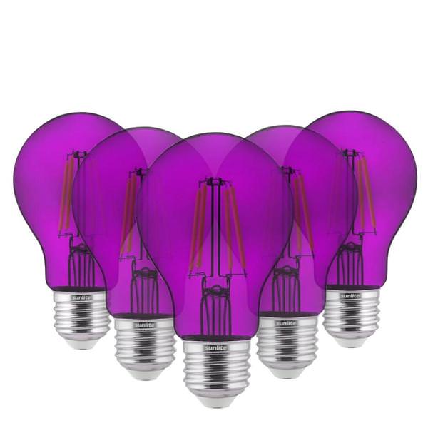 4.5 watt 120 volt A19 Medium Screw Base Purple LED Light Bulb (6 Pack)