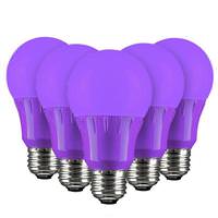 Sunlite 3 watt 120 volt A19 Medium Screw Base Purple LED Light bulb (6 Pack)