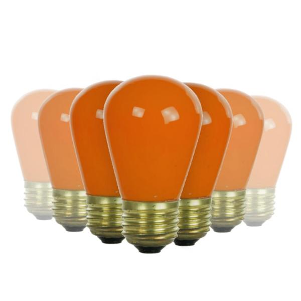 11 watt S14 Medium Screw Base Orange Incandescent Light Bulb (12 Pack)