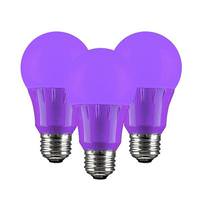 Sunlite 3 watt 120 volt  A19 Medium Screw Base Purple LED Light Bulb (3 pack)