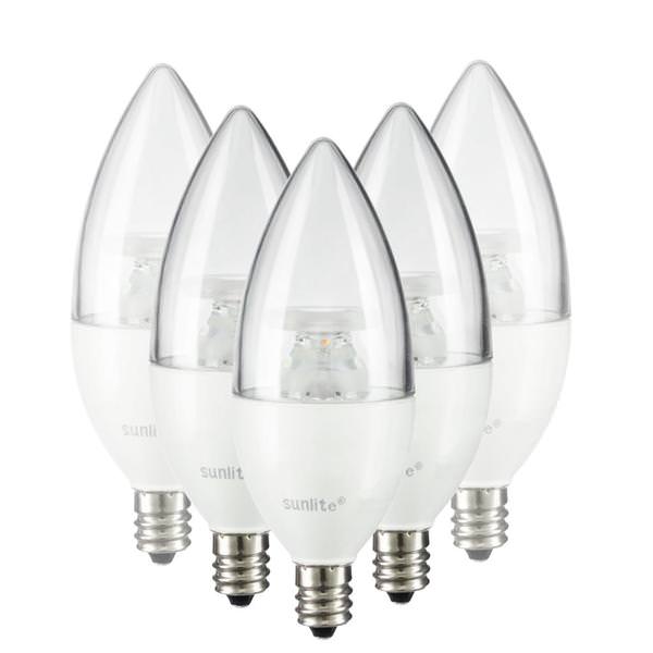 7 watt 120 volt B12 Candelabra Screw Base 5000K Daylight Clear LED Light Bulb (6 Pack)