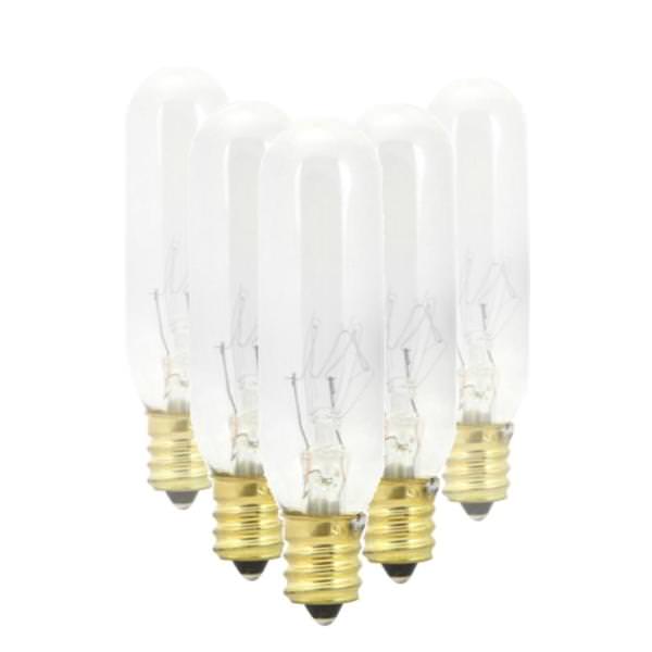 25 watt 120 volt T6 Candelabra Screw Base 2600K Warm White Clear Incandescent Light Bulb