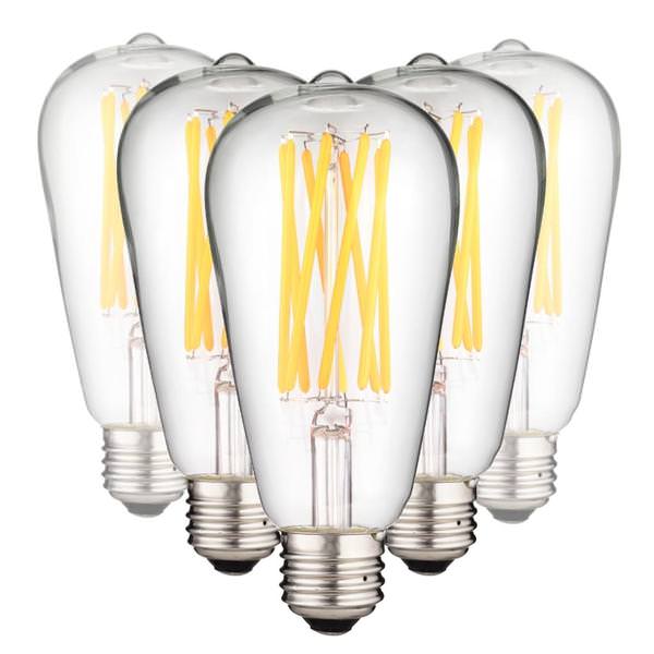 8.5 watt 120 volt ST19 Medium Screw Base 2200K Warm White Amber LED Light Bulb (6 Pack)