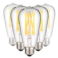 Sunlite 8.5 watt 120 volt ST19 Medium Screw Base 2200K Warm White Amber LED Light Bulb (6 Pack)