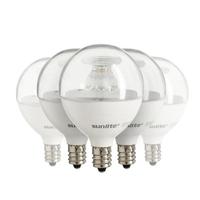Sunlite 5 watt 120 volt G16.5 Candelabra Screw Base 4000K Cool White Clear LED Light Bulb (6 Pack)