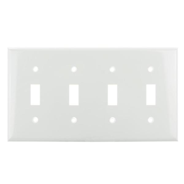 4-Gang White Toggle Wallplate
