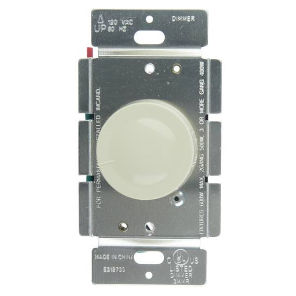 600 watt 120 volt Ivory Rotary Dimmer