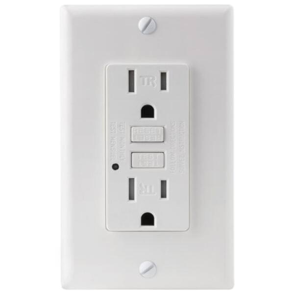 Tamper Resistant Self-Testing White Duplex Outlet Receptacle