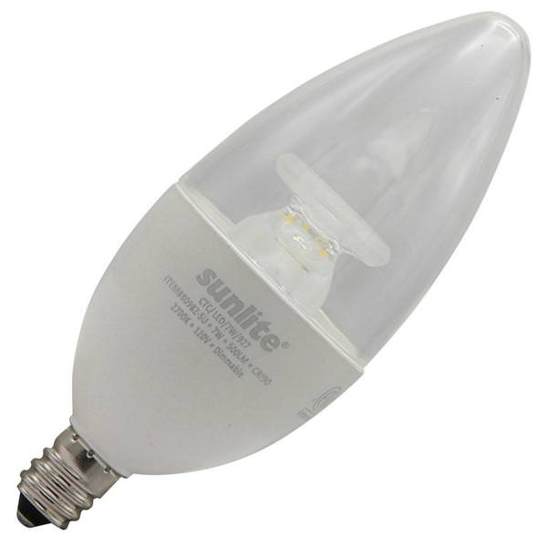 7 watt 120 volt B13 Candelabra Screw Base 2700K Warm White LED Light Blub