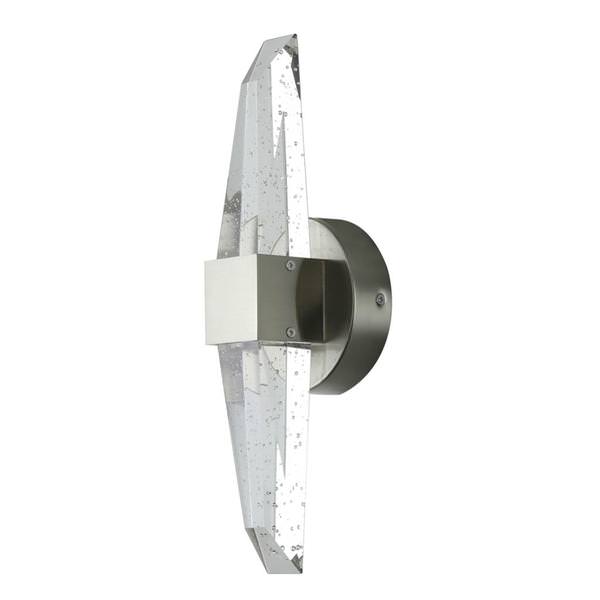 15 watt 120 volt 3000K Natural White Brushed Nickel Seeded Glass LED Wall Sconce Light Fixture