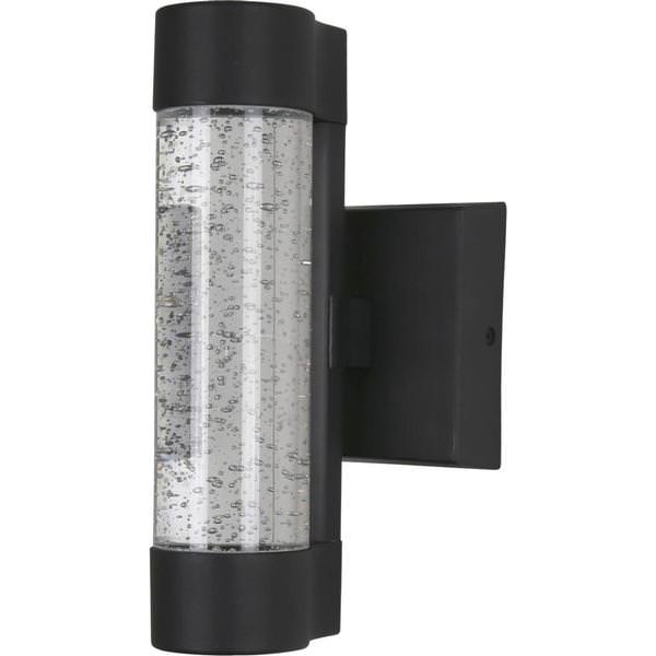 10 watt 120 volt CCT SelectableTextured Black Seeded Glass LED Wall Scone Light Fixture