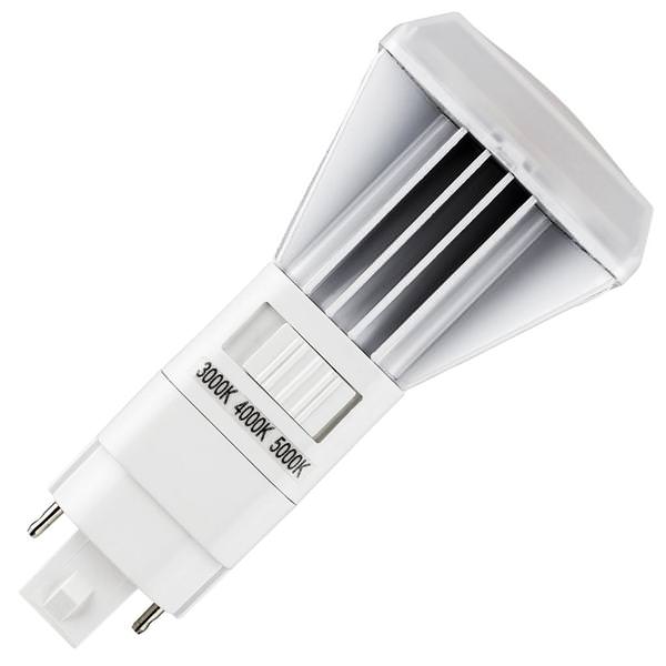 8 watt 120/277 volt PLV 2-Pin Base CCT Selectable LED Light Bulb