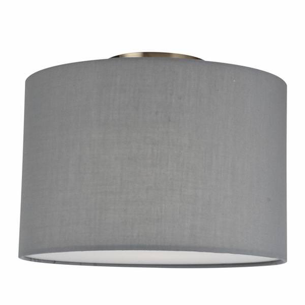 120 volt Semi-Flush Grey Fabric Drum Ceiling Light Fixture