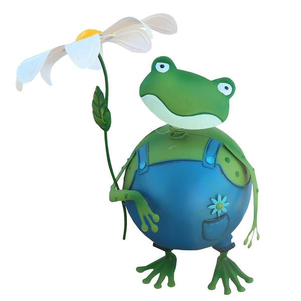 16" Frog with Flower Porch Sitter