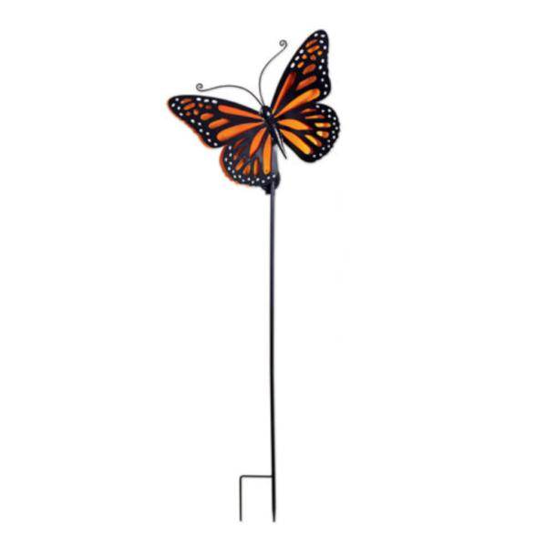 52" Orange Butterfly Solar Stake