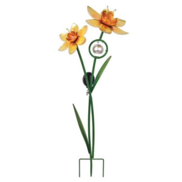 35" Yellow Daff Solar Garden Stake
