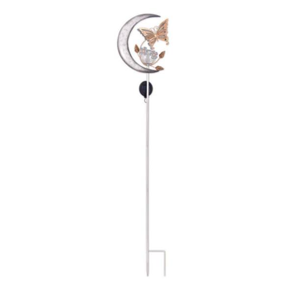 53.5" Silver Moon with Butterfly Solar Lawn Stake