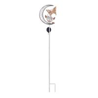 Sunset Vista Designs 53.5" Silver Moon with Butterfly Solar Lawn Stake