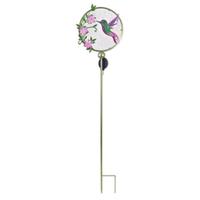 Sunset Vista Designs 47" Green/Pink Hummingbird Floral Solar Garden Stake