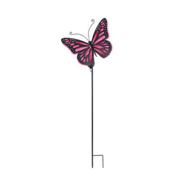52" Pink Butterfly Solar Lawn Stake