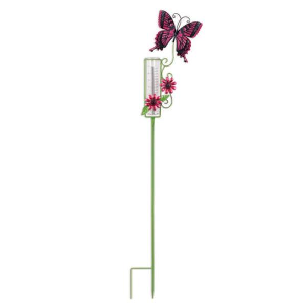 46" Pink Butterfly Rain Gauge