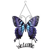 Sunset Vista Designs 30" Purple Butterfly Hanging Welcome Sign