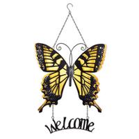 Sunset Vista Designs 28" Yellow Butterfly Hanging Welcome Sign