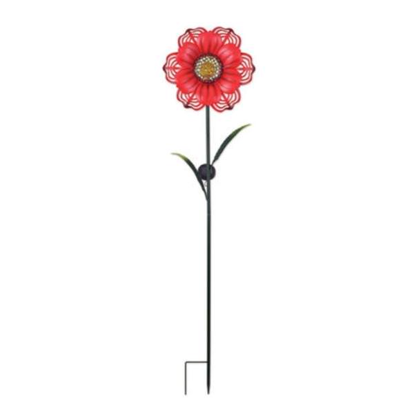 48" Red Flower Solar Lawn Stake