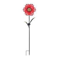 Sunset Vista Designs 48" Red Flower Solar Lawn Stake